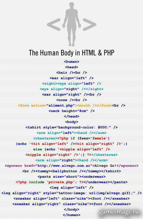 Тело человека именем PHP